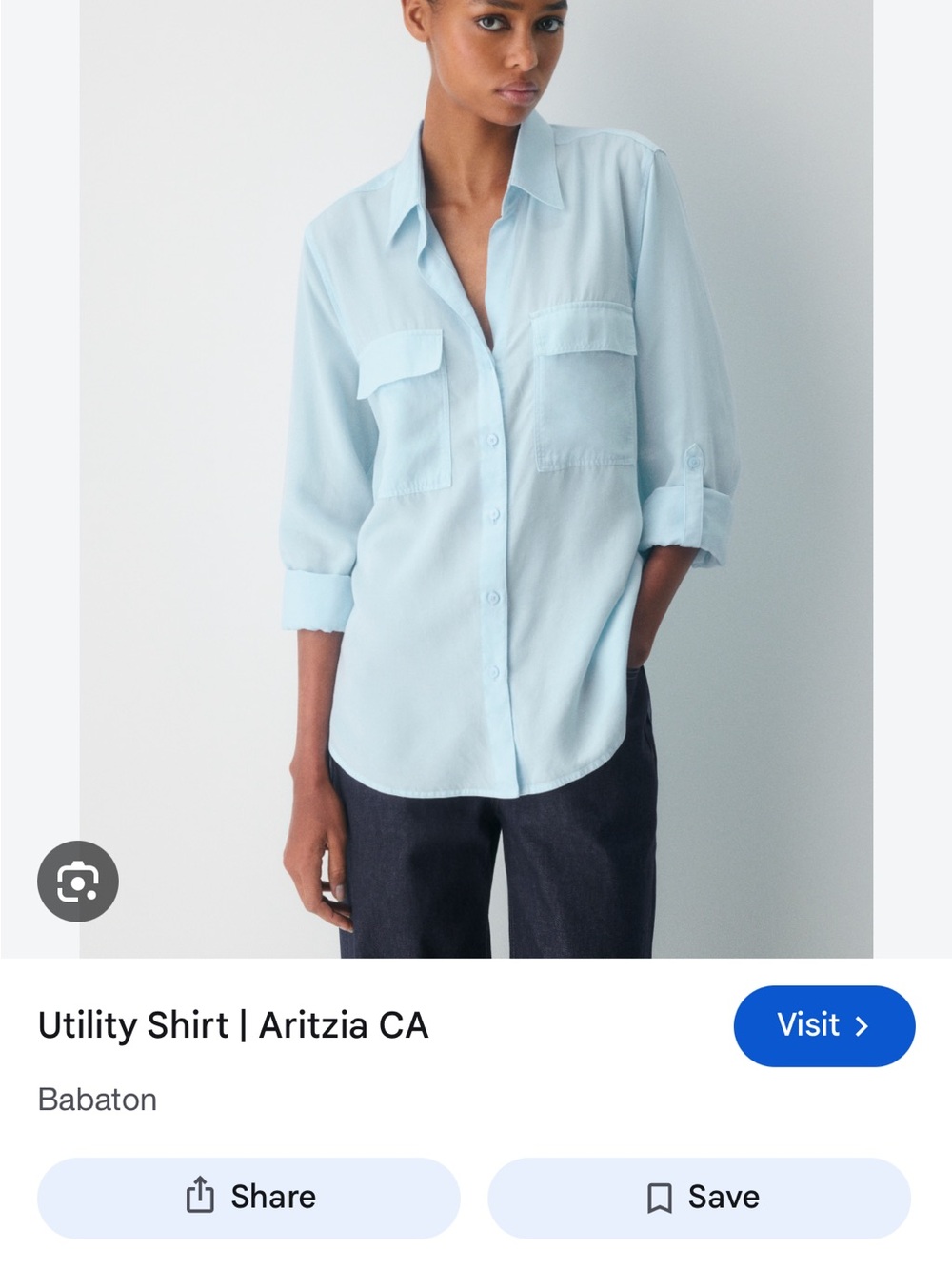 Babaton Pale Blue Utility Button-Down Shirt